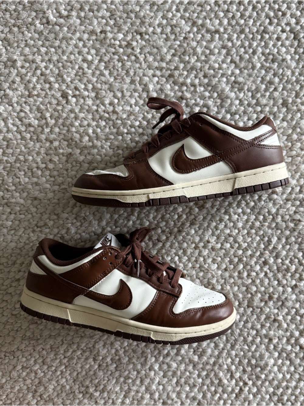 Nike Brown and White Dunks M8 W9.5
